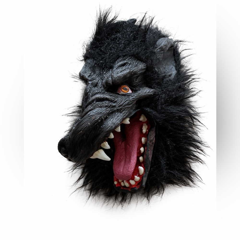 Black Werewolf Adult Mask Full Head Furry Horror Costume Wolf Monster